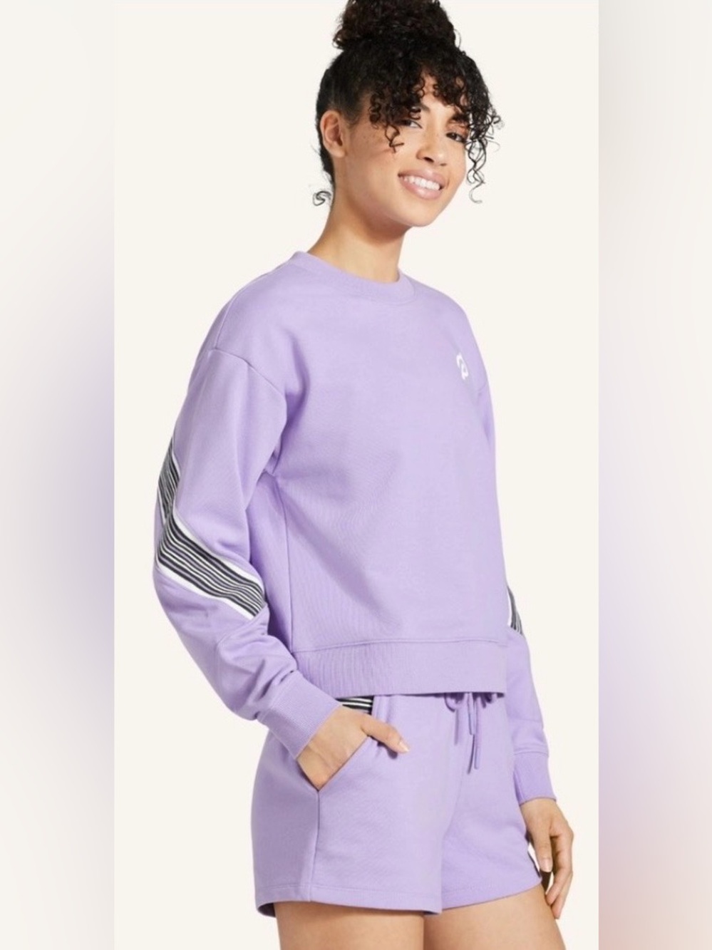 Peloton Lavender Purple Lounge Set Crewneck Sweatshirt & Shorts Small Athleisure